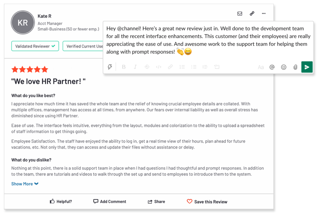 share customer reviews with employees