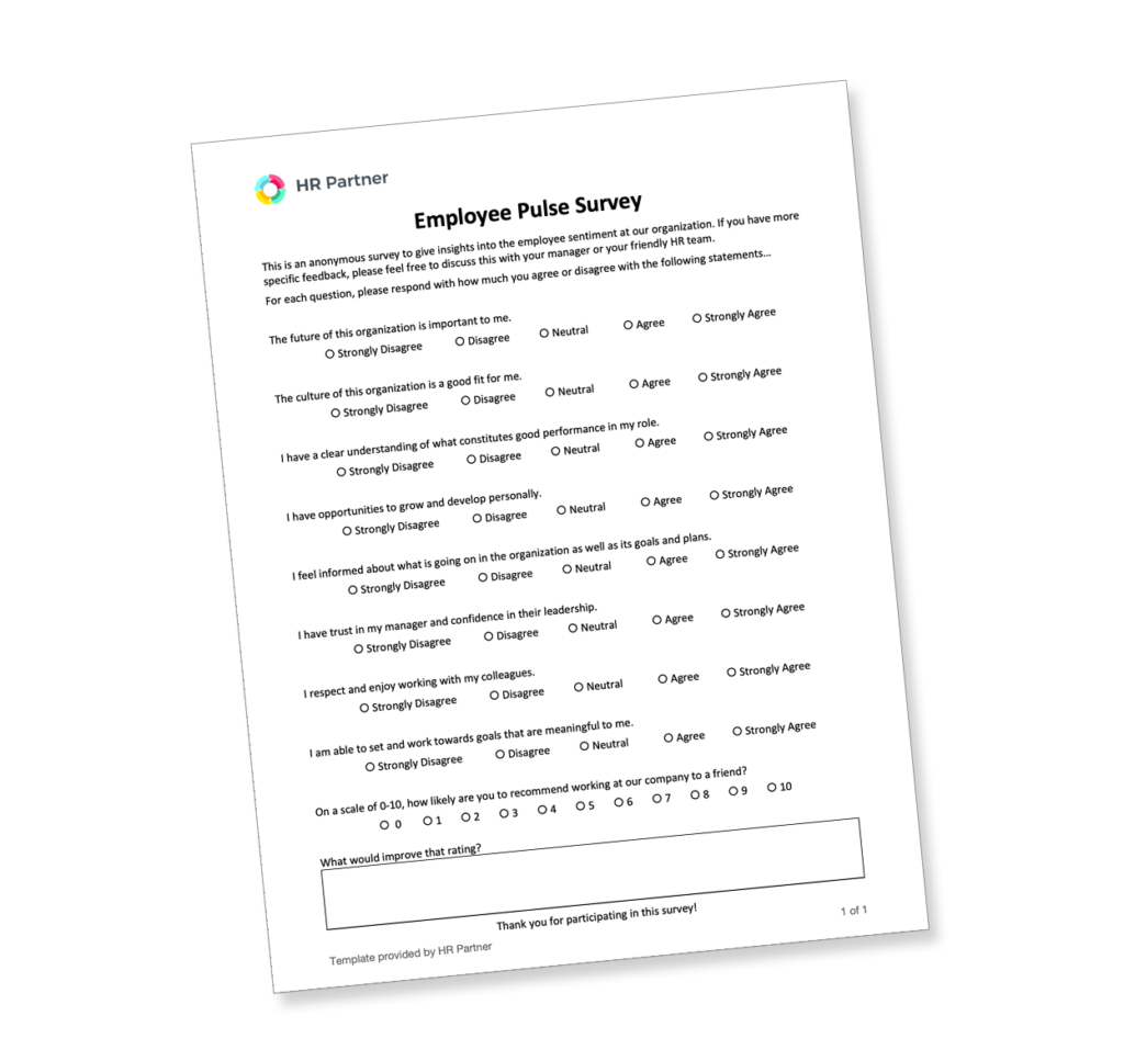 Free Employee Pulse Survey Template