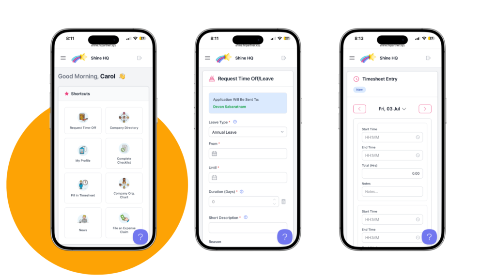 HR Partner Employee Self Serve portal mobile optimized