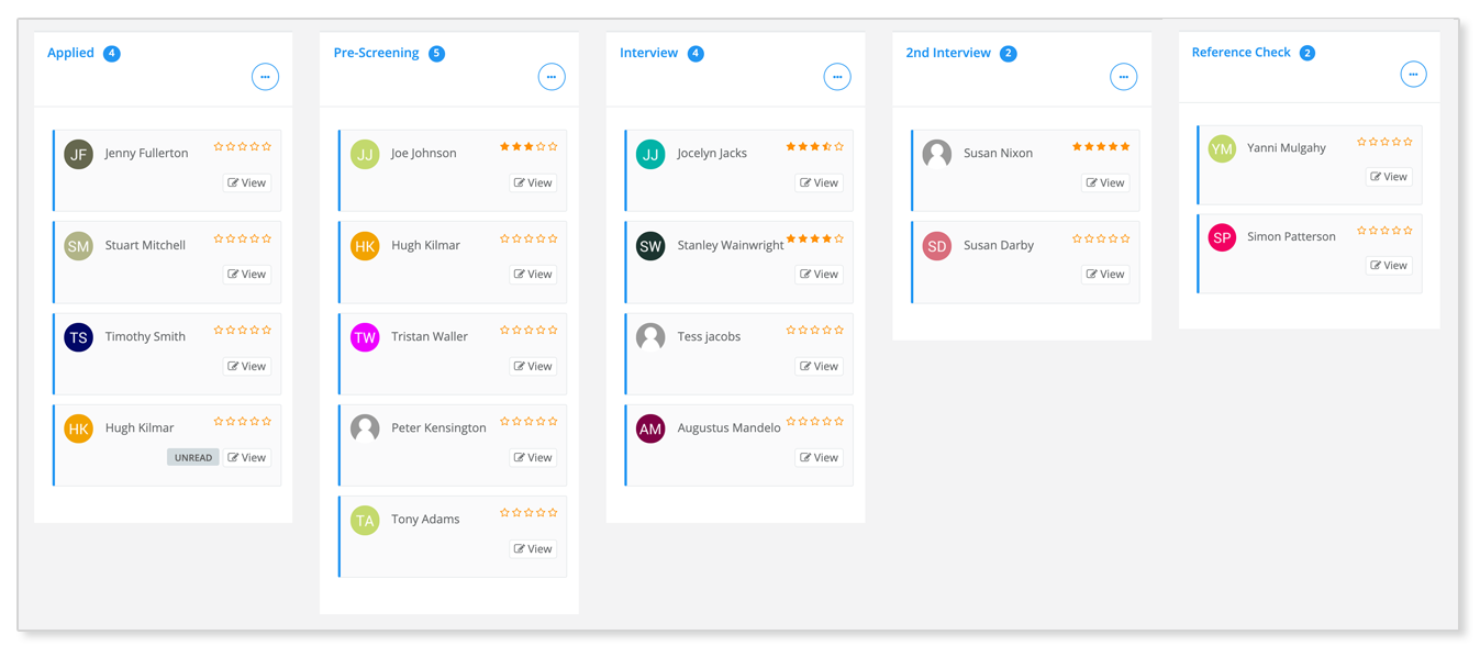 Recruiting process stages in HR Partner